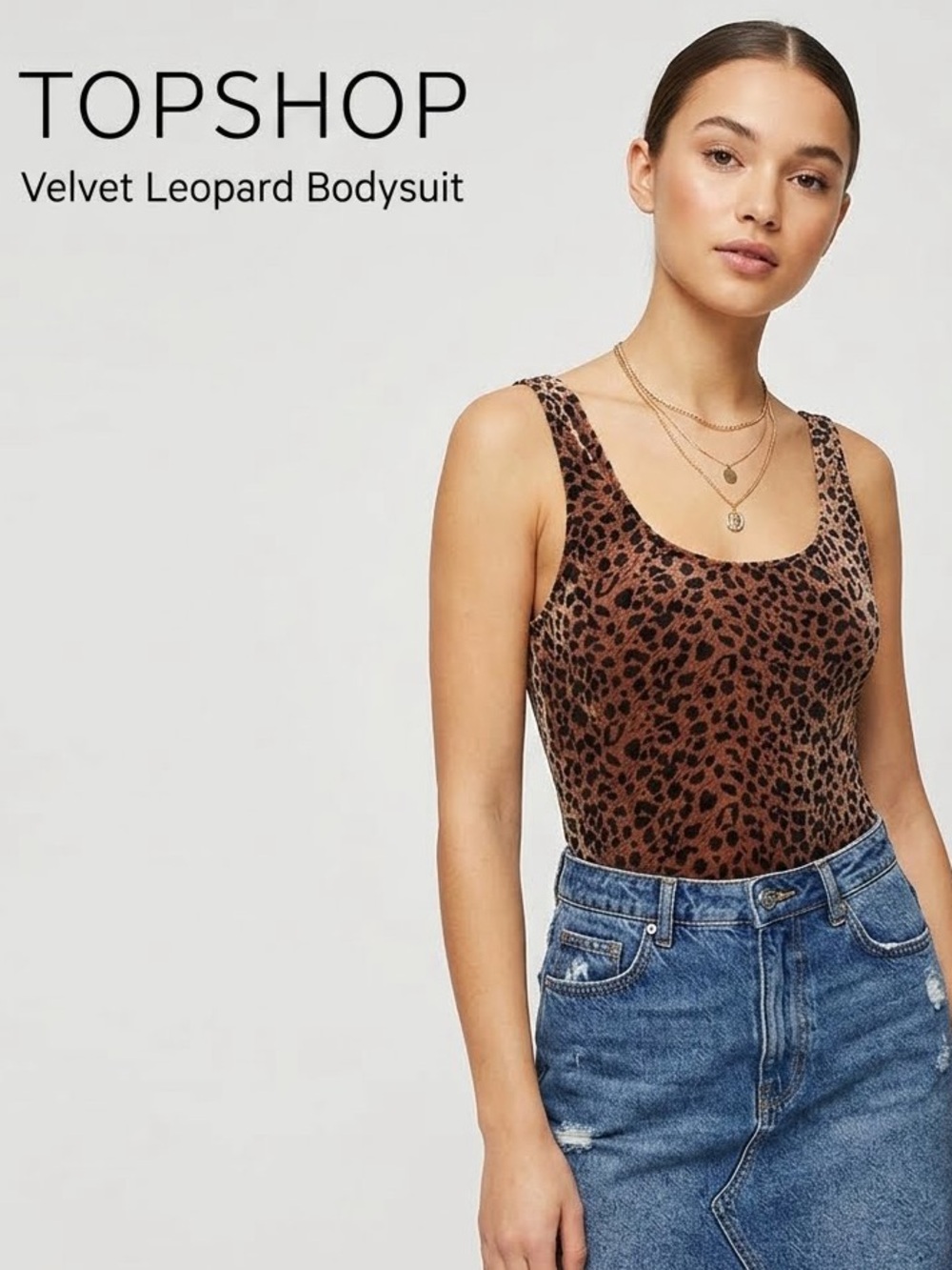 Topshop Leopard Print Velvet One Piece Bodysuit NEW Size 12 NWT